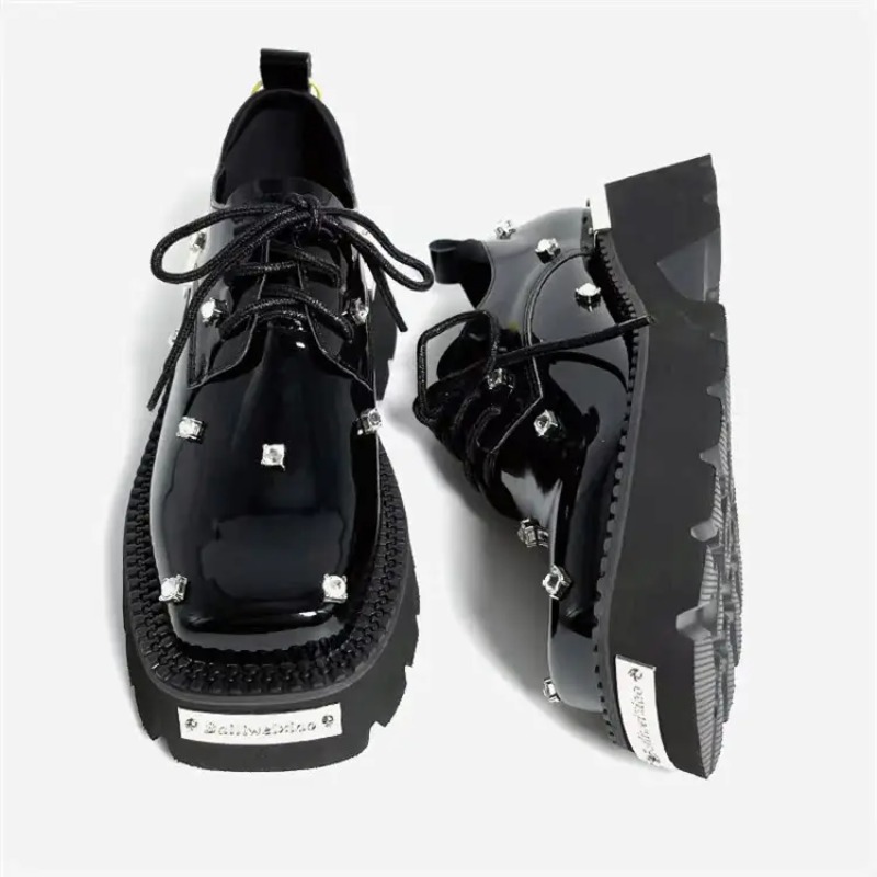 Women Shoes Sandals - รองเท้าโลฟเฟอร์ผู้หญิงแบบคริสตัล พื้นหนา สไตล์แมรี่เจน ปี 2025 รองเท้าลำลองแบบสปอร์ต