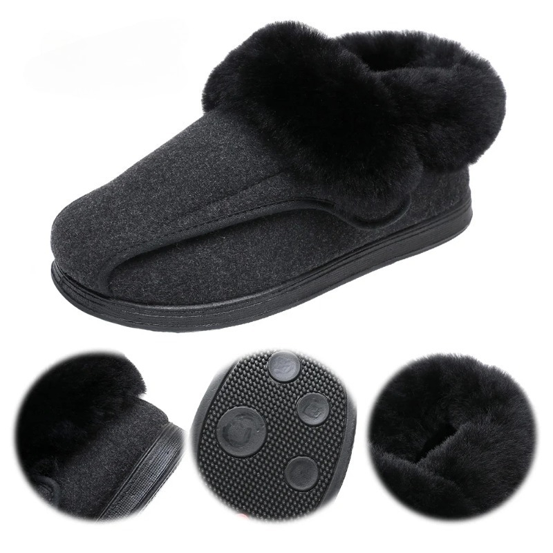 Women'S Shoes Neuropathy - รองเท้าสำหรับผู้ป่วยเบาหวานสำหรับผู้หญิง รองเท้าฤดูหนาวที่ให้ความอบอุ่น ปรับระดับได้ ขนาดกว้างพิเศษ เหมาะสำหรับผู้สูงอายุ บรรเทาอาการปวดเท้าและอาการเส้นประสาทอักเสบ