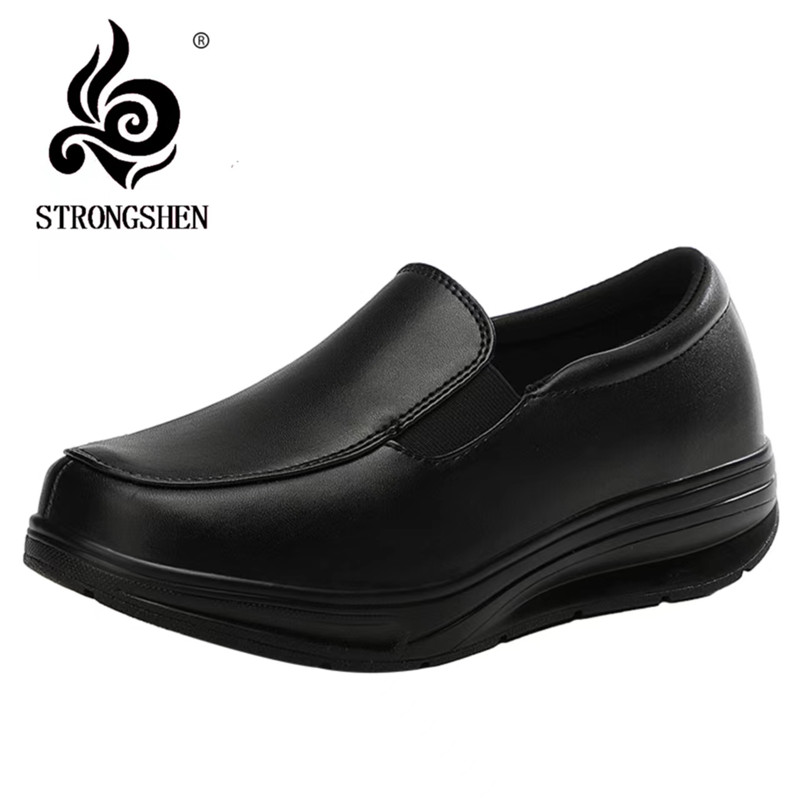 Women'S Shoes Neuropathy - STRONGSHEN รองเท้าผู้หญิงฤดูใบไม้ผลิแฟชั่นสบายๆสบายๆรองเท้าเลดี้ Swing รองเท้าสีขาวรองเท้าพยาบาลลื่นแพลตฟอร์ม