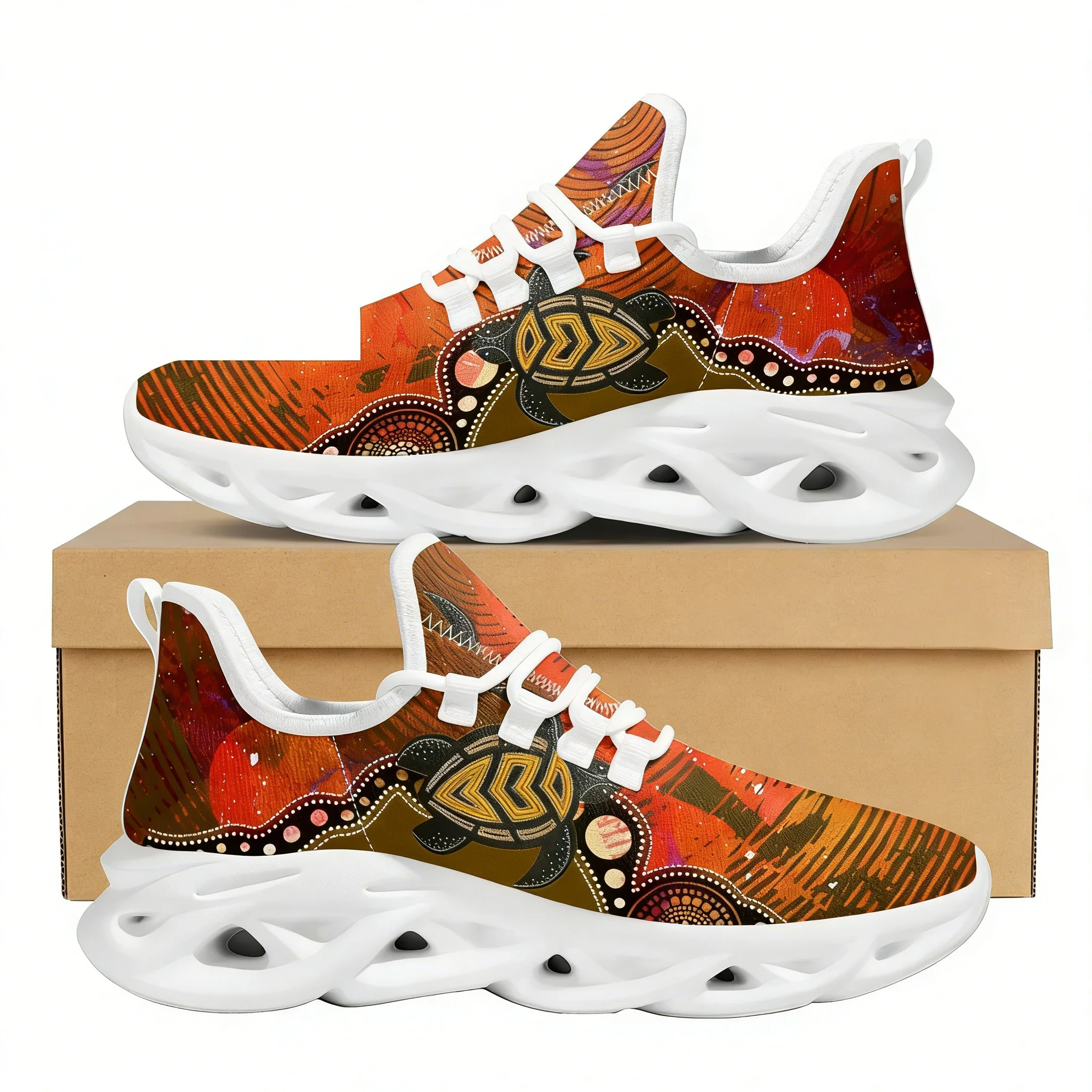 Women Shoes In Australia - รองเท้าผ้าใบดีไซน์ศิลปะพื้นเมืองของชาวอะบอริจินออสเตรเลีย ลายเต่า สำหรับผู้หญิง ระบายอากาศได้ดี มีเชือกผูก แบบตาข่าย