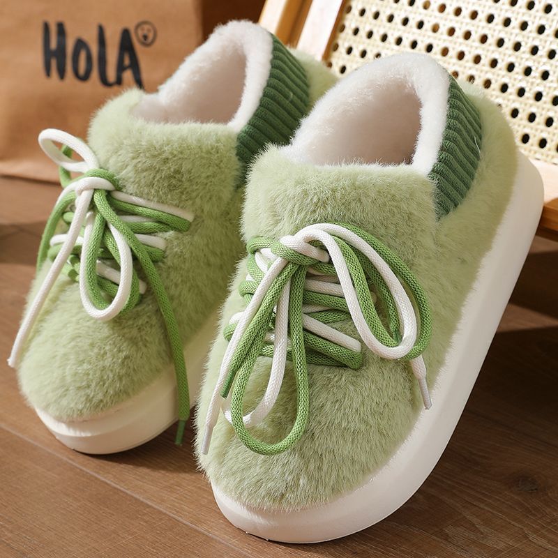 Women Shoes For Winter - รองเท้าแตะแบบสวมเต็มตัวลายสามมิติใหม่ รองเท้าผ้าฝ้ายนุ่มฟูสำหรับใส่ในบ้าน รองเท้าเดินแบบผูกเชือกสำหรับใส่กลางแจ้ง ดีไซน์เนอร์ปี 2025