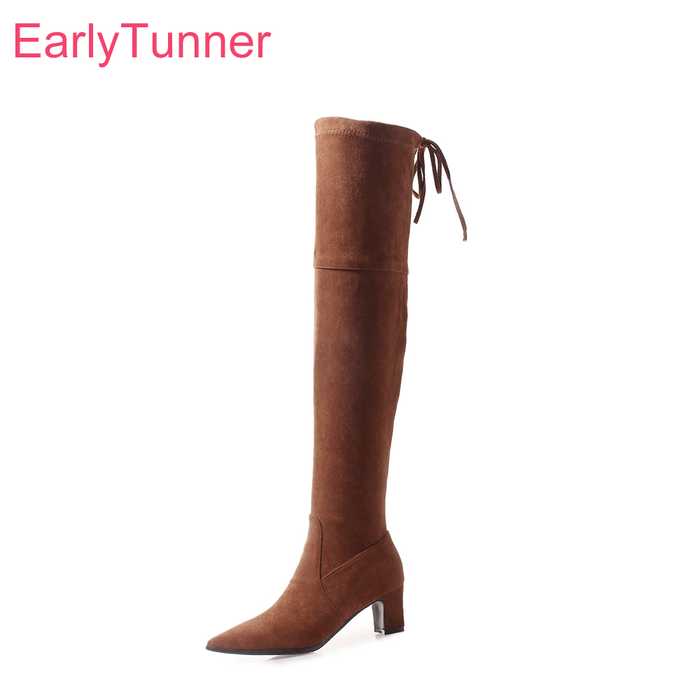 Women'S Shoes In Size 12 - รองเท้าบูทผู้หญิงสีเหลืองดำสำหรับฤดูหนาวแบบใหม่ ปลายแหลม ส้นสูงทรงเหลี่ยม ไซส์ใหญ่พิเศษ 12 32