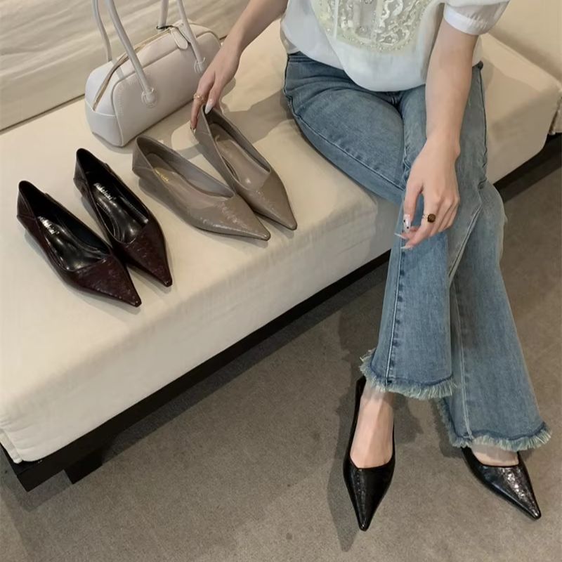 Women Shoes Sandals - รองเท้าส้นเตี้ยหัวแหลมสำหรับผู้หญิง แฟชั่นฤดูร้อน รองเท้าลำลองแบบเรียบง่าย รองเท้าทำงานส้นเตี้ย สง่างาม เหมาะสำหรับงานปาร์ตี้