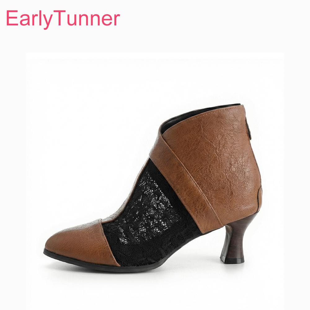 Women'S Shoes In Size 12 - รองเท้าบูทข้อเท้าแบบผูกเชือกสำหรับฤดูร้อนปี 2026 สำหรับผู้หญิง ดีไซน์เซ็กซี่ หัวมน ส้นเตี้ย