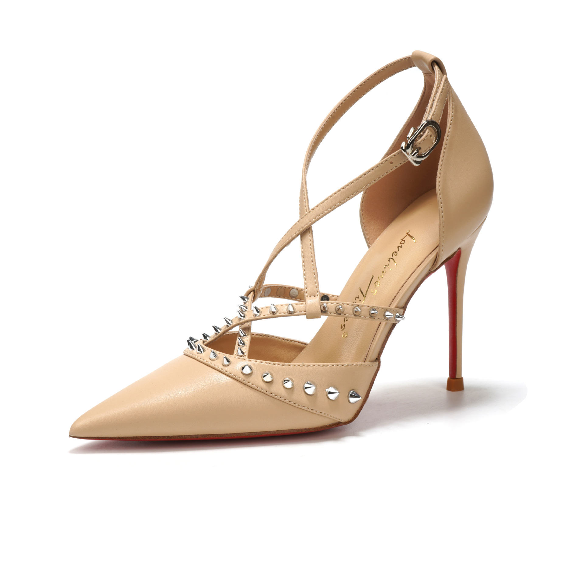 Women Shoes Sandals - Retro รองเท้าผู้หญิงรองเท้าแตะ Stiletto รองเท้าส้นสูงหญิง Beige Original