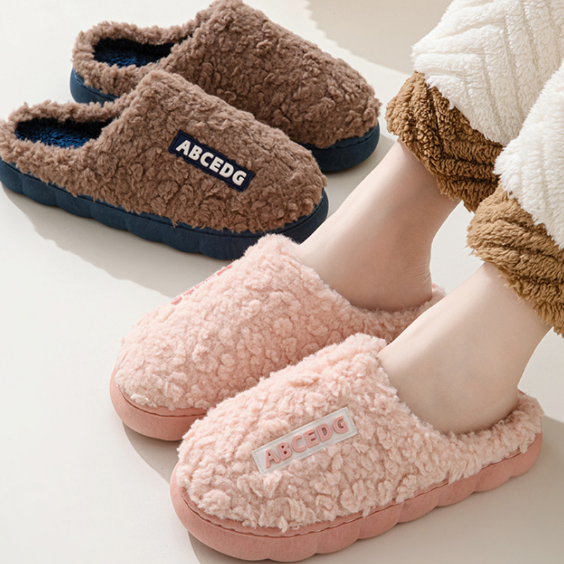 Women Shoes For Winter - รองเท้าแตะคู่รักกันลื่นสำหรับฤดูหนาว ใส่ในบ้าน สำหรับผู้ชายและผู้หญิง รองเท้าสลิปเปอร์อุ่นๆ รองเท้าลำลองใส่ในห้องนอน นุ่มสบาย