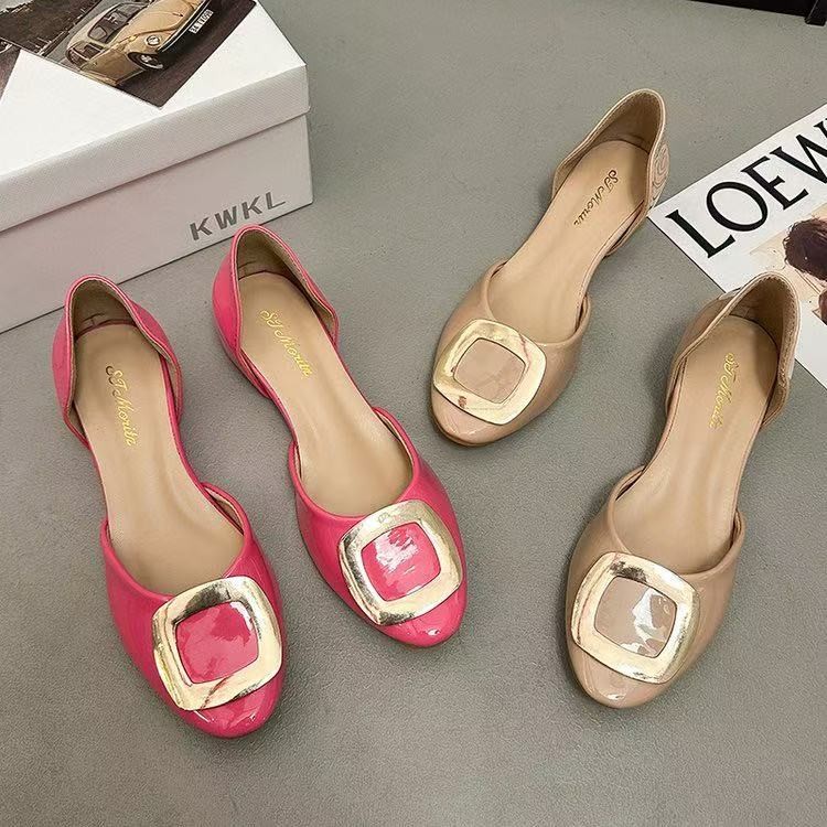 Women Shoes Sandals - รองเท้าส้นเตี้ยแบบมีหัวเข็มขัดแฟชั่นสำหรับผู้หญิง, รองเท้าคุณย่า, รองเท้าแมรี่เจนแบบปิดนิ้วเท้า, รองเท้าแบบสวม