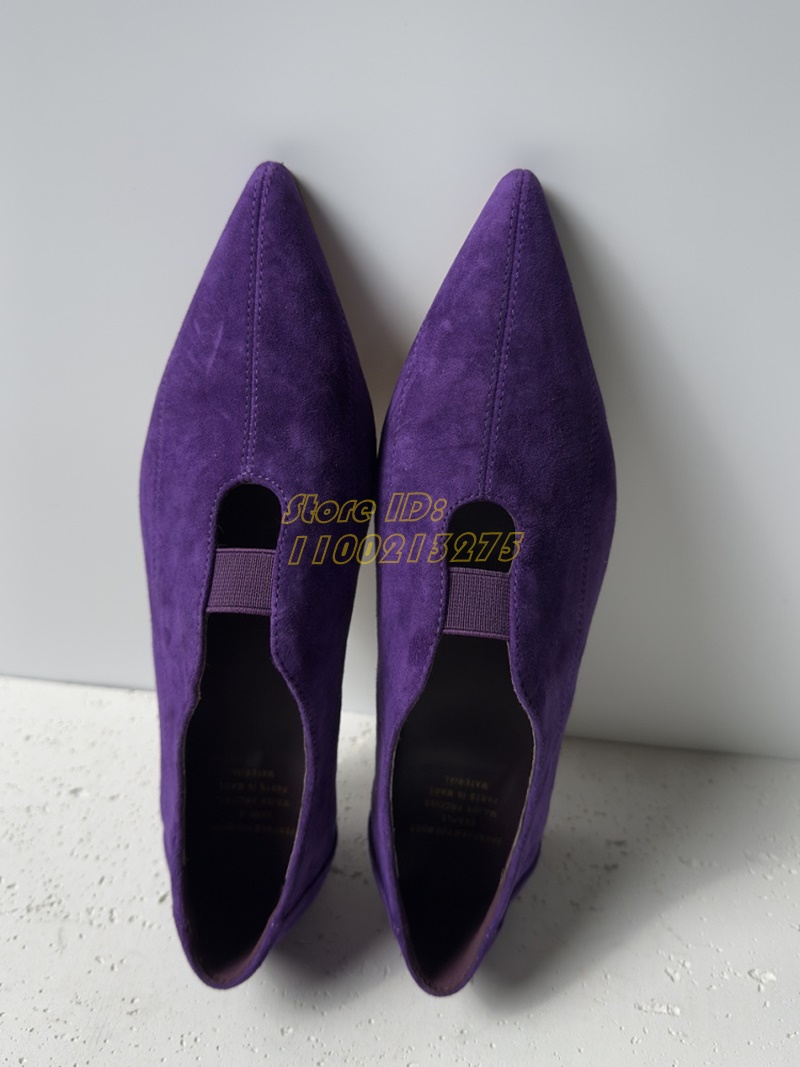 รองเท้าส้นแบนหัวแหลมสีม่วงหนัง - Women Shoes For Winter บทวิจารณ์และราคา