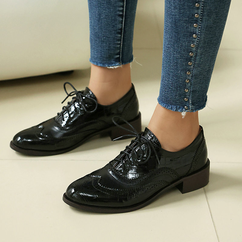 รองเท้าอ็อกซ์ฟอร์ดลายหินสำหรับ - Oxford Lace Up Women บทวิจารณ์และราคา
