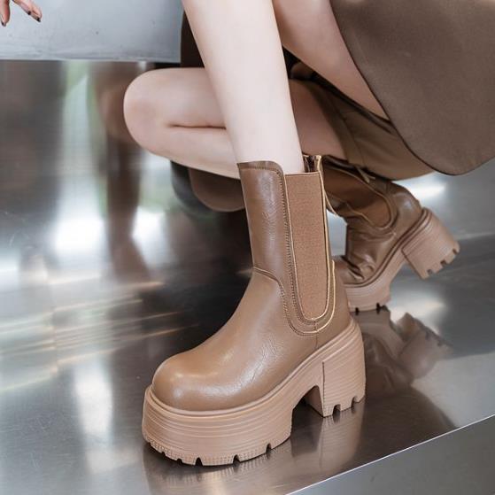 รองเท้าบูทเชลซีหนังแท้ทรงมอเตอ - Women'S Shoes High Arch Support บทวิจารณ์และราคา