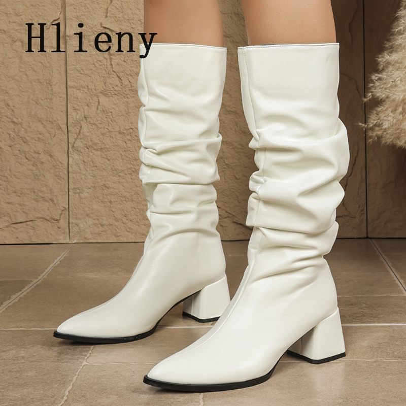 รองเท้าบูทหนังจีบยาวระดับกลางน - Women'S Shoes In Size 12 บทวิจารณ์และราคา