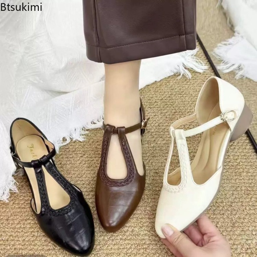 รองเท้าส้นหนาแบบสวมเปิดส้นสไตล - Women Shoes Sandals บทวิจารณ์และราคา