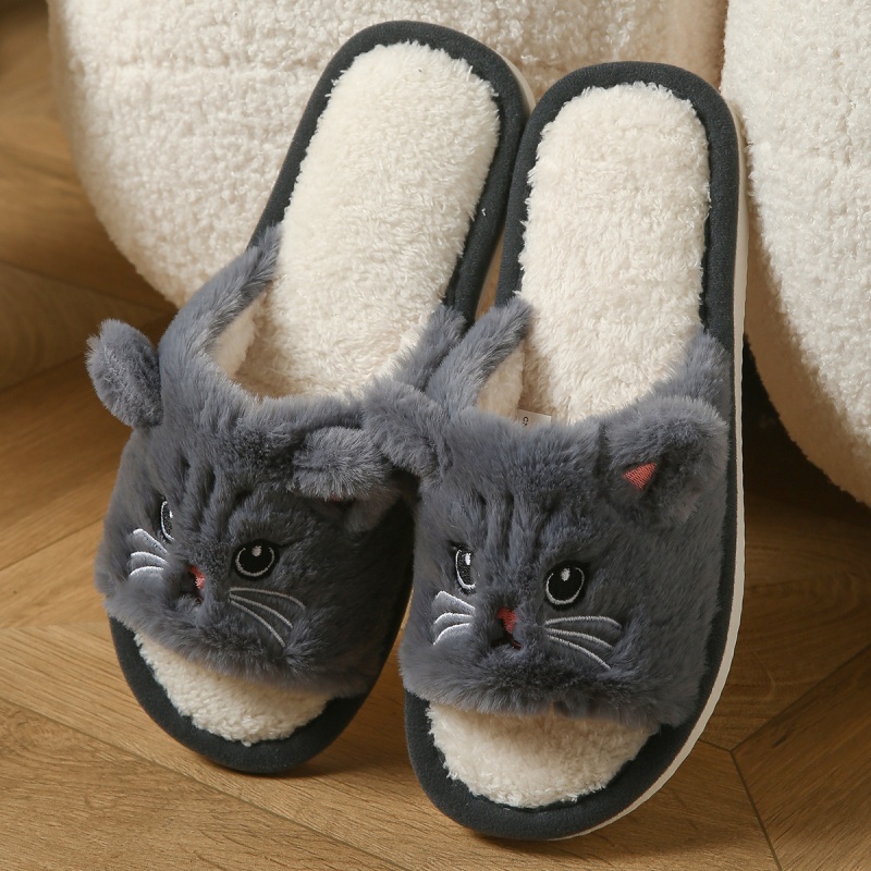 รองเท้าแตะขนนุ่มลายแมวน่ารักสำ - Women Shoes For Winter บทวิจารณ์และราคา