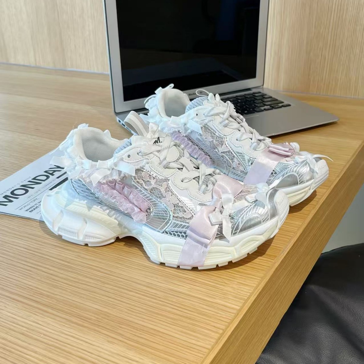 ฤดูร้อนผู้ใหญ่หญิงลูกไม้หนาด้า - Women'S Shoes Paris บทวิจารณ์และราคา