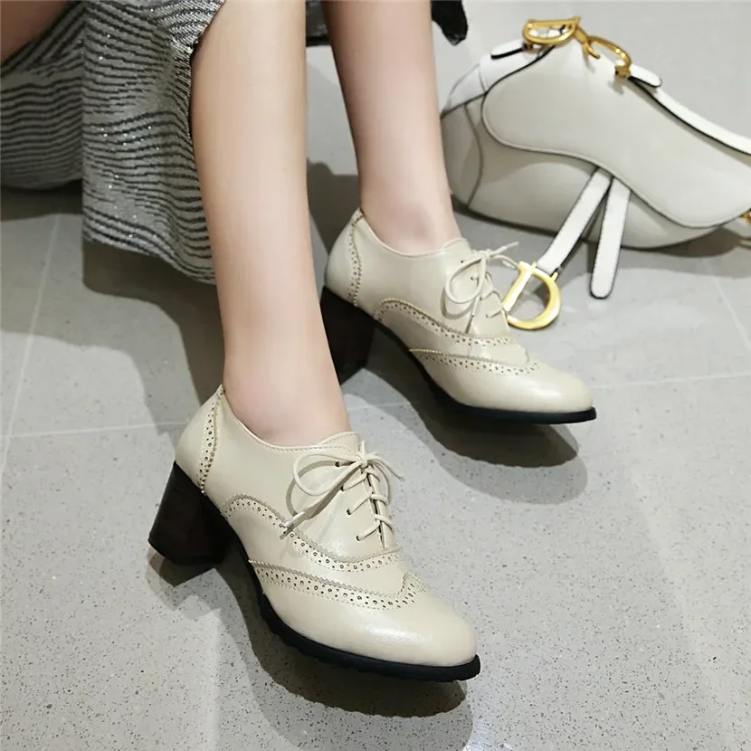 รองเท้าอ็อกซ์ฟอร์ดส้นตึกทรงวิง - Oxford Lace Up Women บทวิจารณ์และราคา