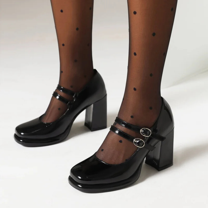 2024ใหม่รองเท้าหนังส้นหนา8ซม.  - Women'S Shoes Big Feet บทวิจารณ์และราคา