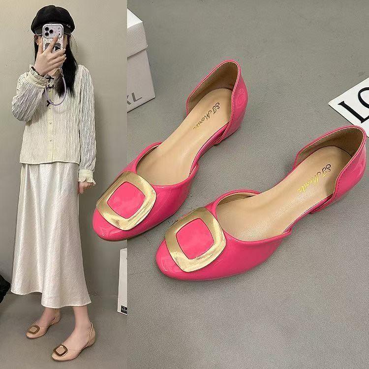 รองเท้าส้นเตี้ยแบบมีหัวเข็มขัด - Women Shoes Sandals บทวิจารณ์และราคา