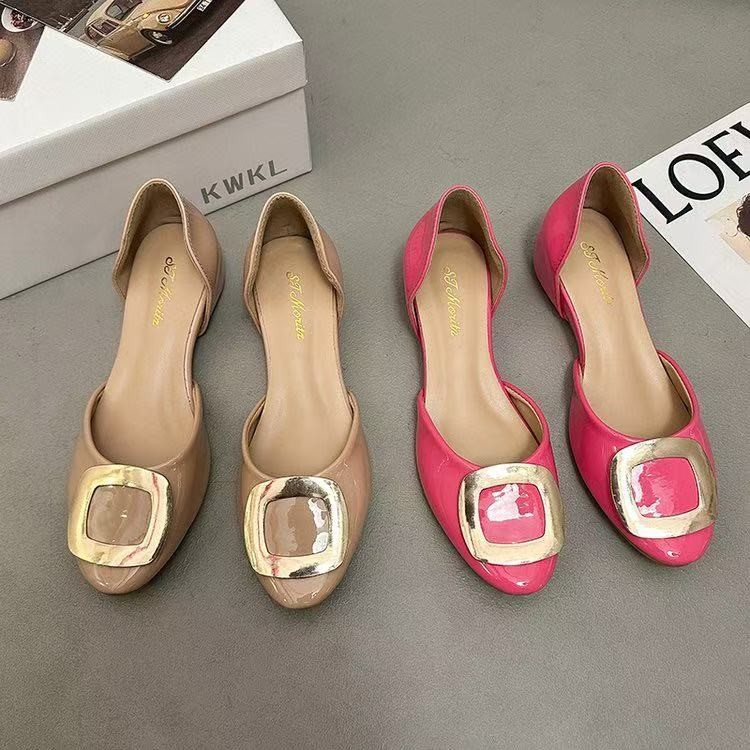 รองเท้าส้นเตี้ยแบบมีหัวเข็มขัด - Women Shoes Sandals บทวิจารณ์และราคา