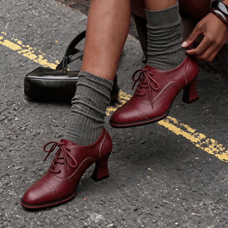 รองเท้าส้นเตี้ยหนังเทียมสำหรับ - Oxford Lace Up Women บทวิจารณ์และราคา