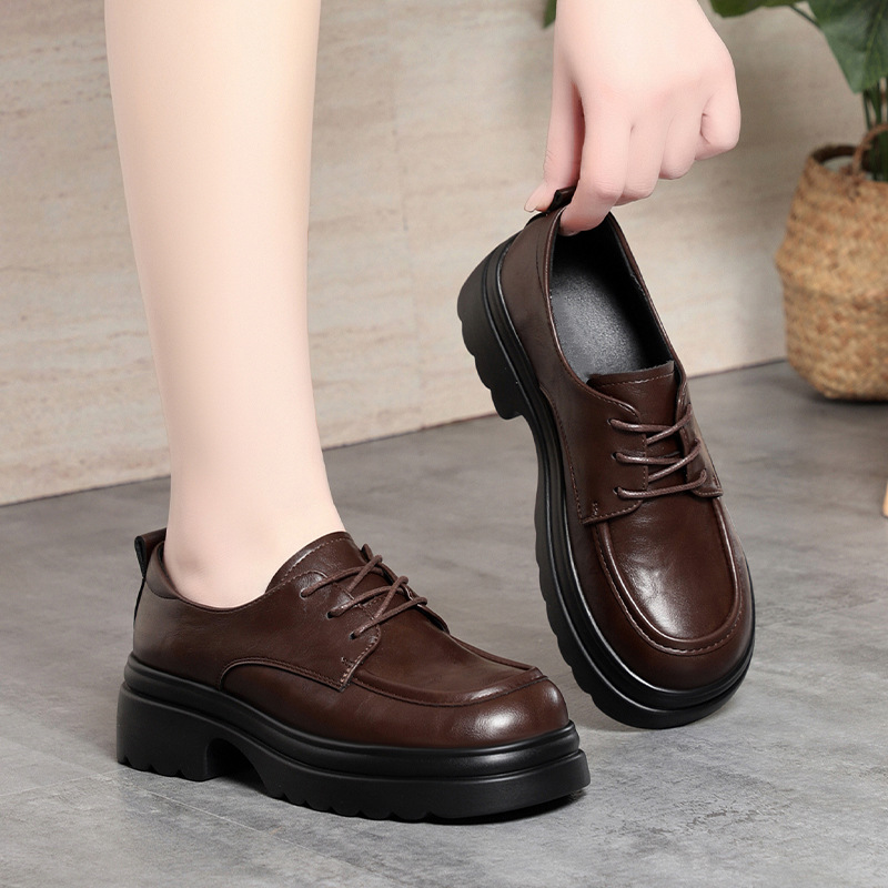 รองเท้าหนังนิ่มทรงอ็อกซ์ฟอร์ดแ - Oxford Lace Up Women บทวิจารณ์และราคา